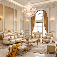 Ensemble de canapés 1-2-3 places en chêne massif de style français, amovible, pour salon de style européen, villa haut de gamme, modèle de luxe doré S1008