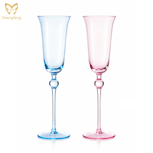 Juego de Copas de Champán de 200 ml, Color Rosa/Azul, Estilo Murano Antiguo, Copas de Vino Espumoso <span class=keywords><strong>con</strong></span> Forma de Tulipán para Bodas y Fiestas - Product Image 1