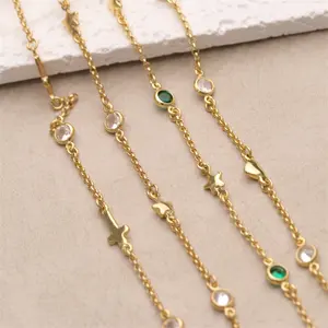 سلسلة نجوم نحاسية مطلية بالذهب على شكل قلب لصنع المجوهرات والقلادات
