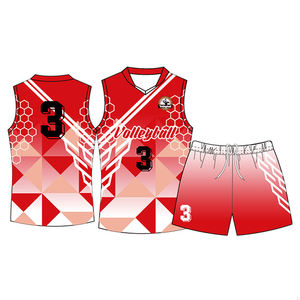 Completo da <span class=keywords><strong>pallavolo</strong></span> rosso personalizzato da donna - Maglia personalizzata per squadre <span class=keywords><strong>di</strong></span> <span class=keywords><strong>pallavolo</strong></span> - Product Image 3