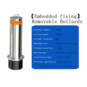 HT Stainless Steel Rising Automatic Hydraulic Bollards Crash Rated Bollards With LED Warning Light For School