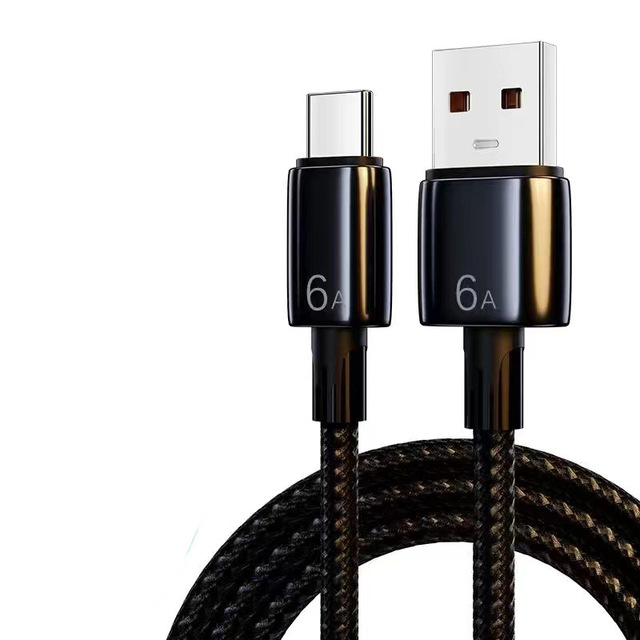 Type C/Micro Usb Data Cable 100W Fast Charging Cable Nylon Braided 6A Mobile Phone Charger Cable