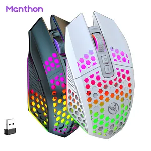 Colorful Backlight Lighting Exterior Honeycomb Hollow Mouse Gamer 2.4g Rechargeable Wireless Mouse