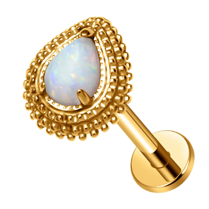 Orecchini a perno in titanio G23 color oro 16G con opale a goccia, piercing per labret, labbra, <span class=keywords><strong>trago</strong></span>, lobo, elice, cartilagine - Product Image 1