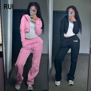 RUIQUWIN ขายส่งชุดเซ็ท 2 ชิ้น กางเกงขายาวลำลองเอวสูงทรงเข้ารูปพิมพ์โลโก้ตามสั่งสำหรับผู้หญิง ชุดออกกำลังกายสำหรับฤดูใบไม้ร่วง - Product Image 1