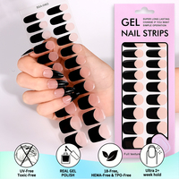 Enveloppes d'ongles en gel brillantes, non toxiques et sans UV, style français personnalisé, rose nude et noir, pour manucure professionnelle en salon