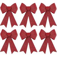 Grands nœuds de Noël rouges à paillettes pour la décoration de l'arbre de Noël, décoration intérieure, couronne, décoration murale, fête