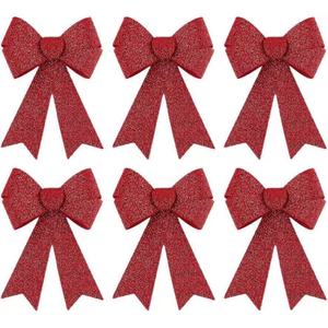Grands nœuds <span class=keywords><strong>de</strong></span> Noël rouges à paillettes pour la décoration <span class=keywords><strong>de</strong></span> l'arbre <span class=keywords><strong>de</strong></span> Noël, décoration intérieure, couronne, décoration murale, fête - Product Image 6