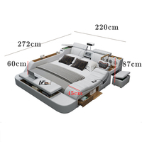 Lit de projection corticale avec purificateur d'air, fonction massage, en cuir, nouveaux designs modernes, mobilier de chambre, lit King/Queen Size