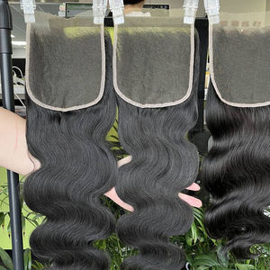 Pelo crudo vietnamita al por mayor encaje frontal cuerpo ondulado doble cabello humano dibujado encaje 4x4 5x5 6x613x4 13x6 cierre frontal - Product Image 5