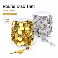 Chaîne de sequins ronds mélangés or et argent de 20 m par rouleau pour la décoration de fond de scène, de rideaux de porte, de mariages et d'anniversaires