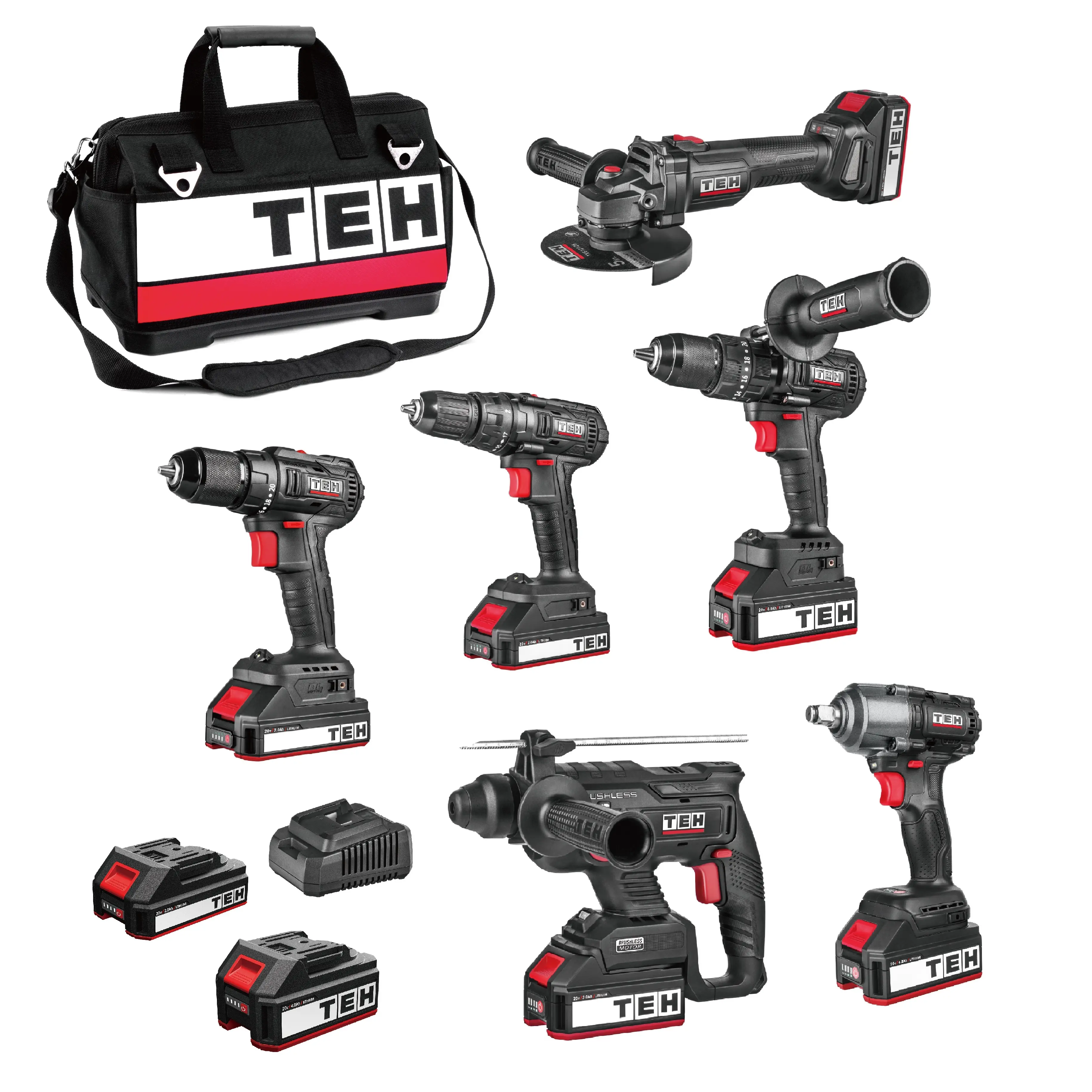 TEH 20V MAX Cordless Drill Kits Power Tools Combo Kits Machine Battery Charger Set