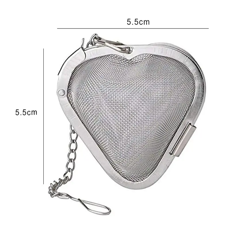 Нержавеющая сталь, мелкая сетка в форме сердца, заварочный фильтр для чая премиум-класса