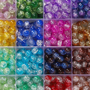Translucent Glass <b>Beads</b> 8Mm Crackled Finish Round Loose <b>Beads</b> For Bracelet Making Jewelry DIY Craft Supplies - Product Image 4