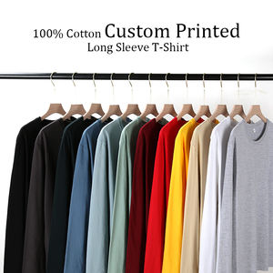 <span class=keywords><strong>T</strong></span>-<span class=keywords><strong>shirt</strong></span> à manches longues oversize unisexe 100% coton couleur unie impression personnalisée - Product Image 2