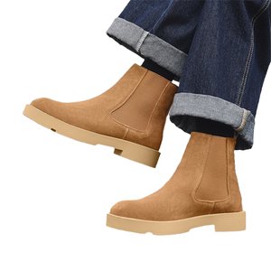 Botas Chelsea Marrones Retro de Lujo, Botas Cortas Estilo Desierto con Suela Gruesa, Tallas 38-44, Plataforma Antideslizante de Goma para Aumentar la Altura - Product Image 4