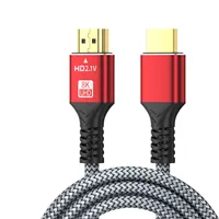 Câble vidéo tressé mâle-mâle HDTV 2.1 48 Gbit/s 8K 60Hz HDR Effet 3D pour ordinateur, projecteur et home cinéma