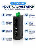 Switch Ethernet Industri 4 Port PoE dengan 1 Uplink 10/100Mbps DIN Rail, Switch Jaringan Tanpa Manajemen untuk Kamera IP CCTV