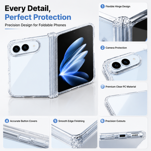 Custodia Pieghevole 2 in 1 per iPhone Duo, in Vetro TPU PC Ibrido, Antiurto, Protettiva, Ultra Sottile, Trasparente, Rigida - Product Image 4