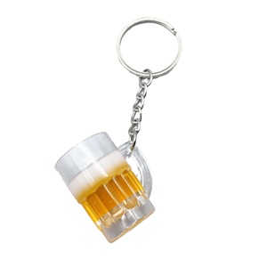 工場カスタムシミュレーションPVC3DミニビールカップDIY手作りフードキーホルダープレイアクセサリーカップ透明プラスチックキーホルダー - Product Image 5
