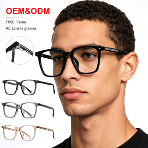 Wholesale Black-framed Men's Ultra-light Square-shaped Myopia Eyewear Prescription AC Lenses TR90 Frames Women's Glasses