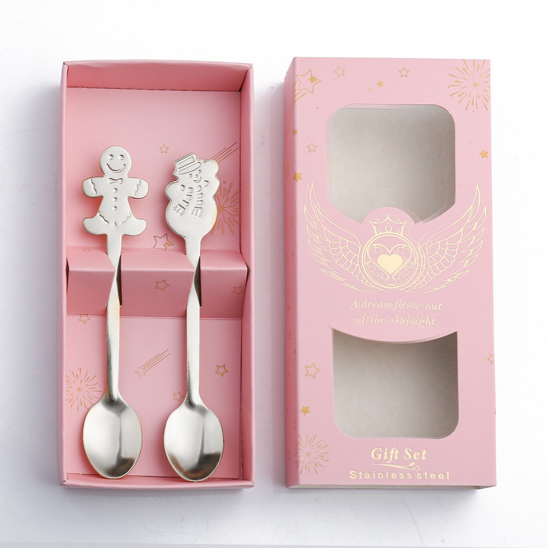 Powder box silver spoon-gingerbread snowman