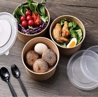 Ensemble de bols à soupe jetables en papier Kraft, bébés, 750, 1000 ou 1500cc, ensemble de bols à salade, artisanal