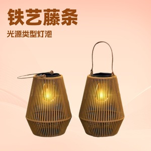 Xinhuiyuan Lighting <b>Solar</b> Outdoor Rattan Bamboo <b>Hanging</b> <b>Lantern</b> 12.6in Garden Villa Balcony Decor - Product Image 5