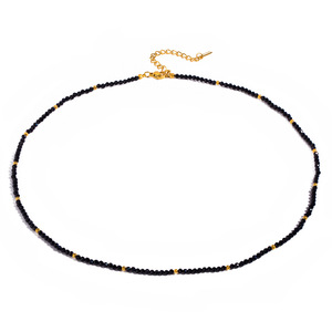 Collar de cuentas negras de acero inoxidable, diseño simple, forma geométrica, joyería para mujer, accesorio de moda - Product Image 5