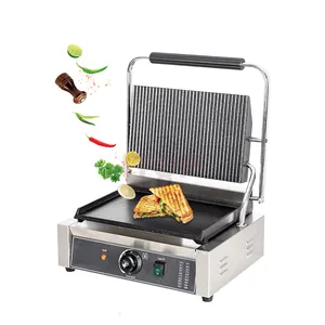 Hochwertiger elektrischer Panini Grill Kommerzieller Panini Sandwich Maker Kontakt presse Edelstahl Einzel kontakt grill Zum Verkauf