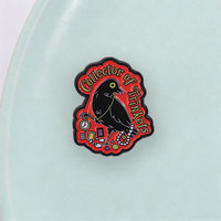 Broche vintage émaillée en forme de corbeau, badge métallique avec slogan pour collectionneur, ornement pour veste, sac à dos ou vêtement