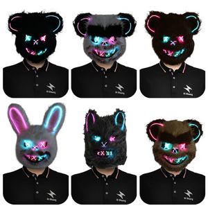 Maschera animale insanguinata a luce colorata personalizzata per feste di pasqua di Halloween <span class=keywords><strong>Horror</strong></span> malvagio per adulti peluche animale maschera integrale - Product Image 3