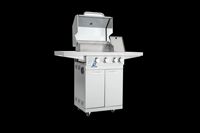 Barbecue à gaz en acier inoxydable noir 430 avec four à poulet rotatif, chariot de cuisine extérieure, cuisinière à gaz GPL et armoire de fumoir