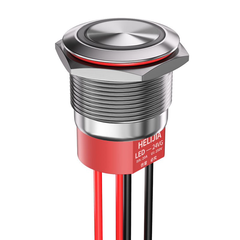 20A High-Power Brass IP67 Waterproof 2NO2NC Mechanical Head Full Illuminated Screw Terminal LED Industrial Control Button Switch