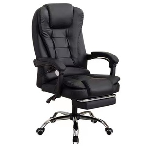 New massage soft ergonomic office furniture executive recliner boss chairs luxury black PU leather office chair with footrest