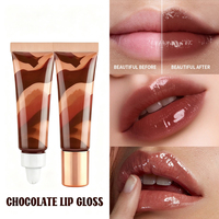 Gloss à lèvres crémeux et brillant au chocolat en tube souple, longue tenue, végétalien, pour femme
