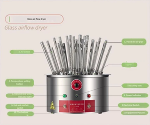Secador de aire para vidrio, tubos de ensayo, baldeas, vasos de precipitados, secado de agua, acero inoxidable, uso en laboratorio - Product Image 2