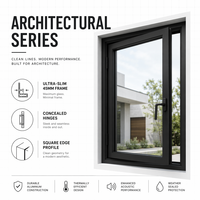 SERIE MINIMALISM Ventanas Ultra Estrechas de Doble Vidrio con Perfil de Aleación de Aluminio, Certificación CE, con Mosquitera para Hogares