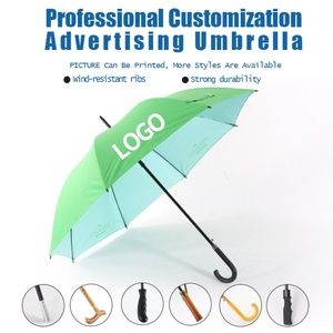 High Quality Pongee Straight <b>Umbrella</b> Curve Handle OEM ODM <b>Windproof</b> UV Resistant Auto Open Button Fashion Wholesale Promotional - Product Image 3