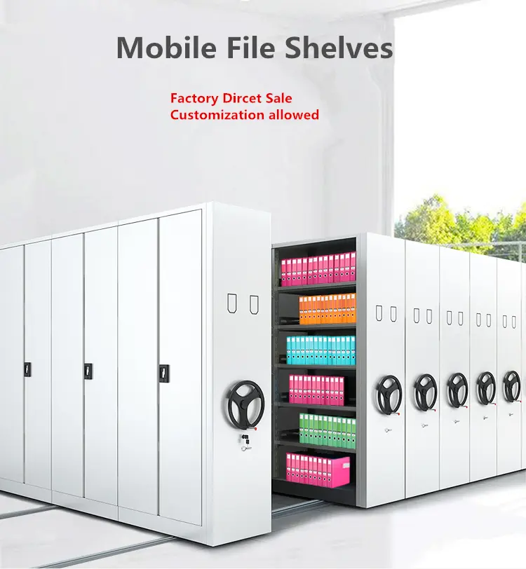 Steel large archives mobile shelving metal movable compactor mobile filing cabinet
