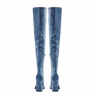 Bottes d'hiver à plateforme personnalisées 2023 grande taille 44 Denim Design talon épais pour femmes au-dessus du genou Bottes en jean