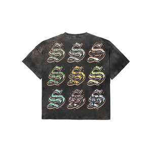 T-shirt décontracté pour <span class=keywords><strong>homme</strong></span> en coton 100% personnalisé, style streetwear, coupe oversize, délavé à l'acide, effet soleil, vintage, col rond, coupe carrée, délavé - Product Image 3