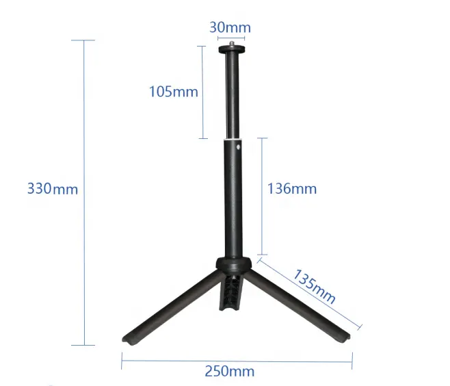 Kaliou A079 Tripod Atas Meja, Tinggi Dapat Disesuaikan dengan Sekrup 1/4 Plastik Merah Muda dan Hitam untuk Penjepit Telepon Meja Penyimpanan Tripod