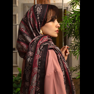 Vertical Paisley Stripe & Ethnic Floral Ornament Natural Breathable Cotton Silk Blend Shawl Hand Rolled Edge Lightweight Summer - Product Image 3