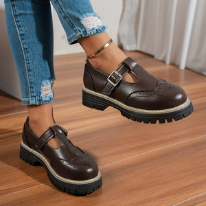 Nuove <span class=keywords><strong>Scarpe</strong></span> Mary Jane Nere da <span class=keywords><strong>Donna</strong></span> 2026 con Plateau, Tacco Grosso, Stile Brogue Traforato, Cinturino con Fibbia, <span class=keywords><strong>Scarpe</strong></span> Casual Eleganti con Suola da 4,5 cm - Product Image 4