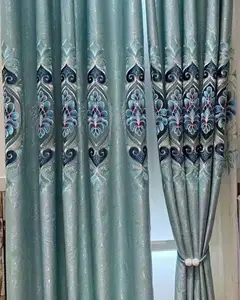 Factory Wholesale Light Curtain Eyelets embroidery Fabric Curtain