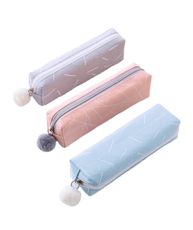 Корейский квадратный холщовый пенал с помпоном для начальной и средней школы, креативный пенал, Модный чехол для ручек