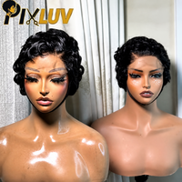 Perruque Pixie Cut pré-épilée, coupe dégradée, perruque courte bob en cheveux humains bouclés profonds, cheveux brésiliens bruts, perruques sans colle pour femmes noires