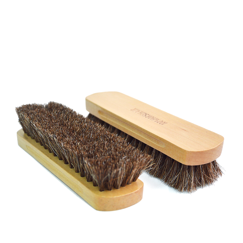 Wholesale Horsehair Brush Polishing Brush Manufacturer Customize Logo Natural Shoe Polisher Wooden Handle Shoe Cleaning Brush