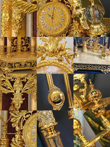 Reloj de Pie Grande de Madera Estilo Barroco Antiguo con Movimiento Clásico Real, Diseño de Diosa, en Cobre y Jade - Product Image 5